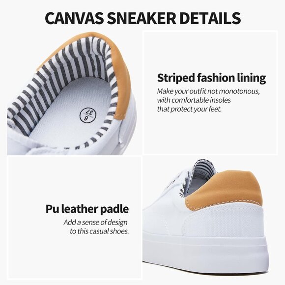 Womens Canvas Tennis Shoes Low Top Casual Sneakers Rubber Sole Comfort - Picture 3 of 9